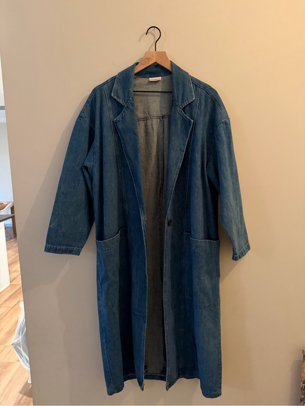 Long Blue Denim Duster Coat - Unbranded